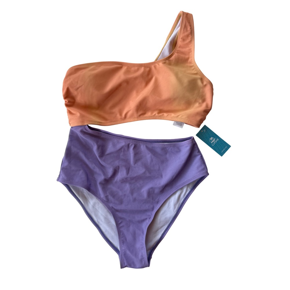 Cupshe Bikini Set Women Medium Orange Purple Color Changing One Shoulder New